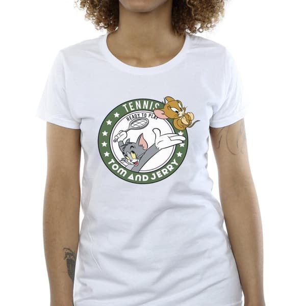 Tom And Jerry Womens/Ladies Tennis Ready To Play Cotton T-Shirt