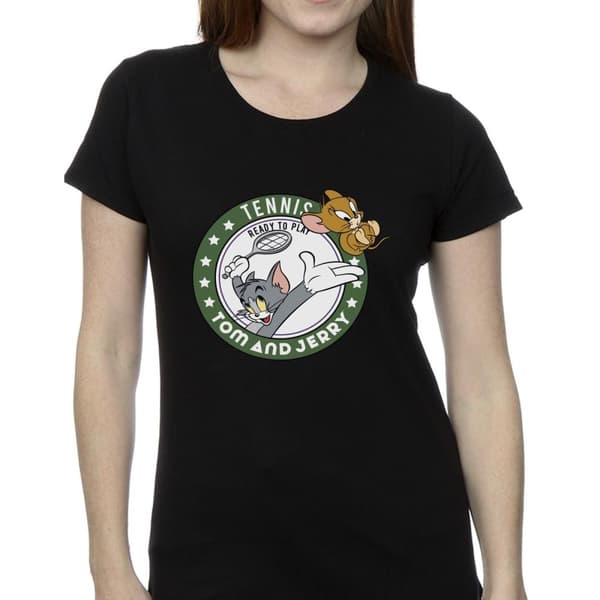 Tom And Jerry Womens/Ladies Tennis Ready To Play Cotton T-Shirt