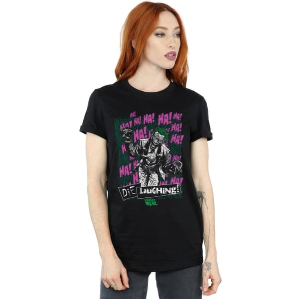 DC Comics Womens/Ladies Justice League Joker Die Laughing Cotton Boyfriend T-Shirt