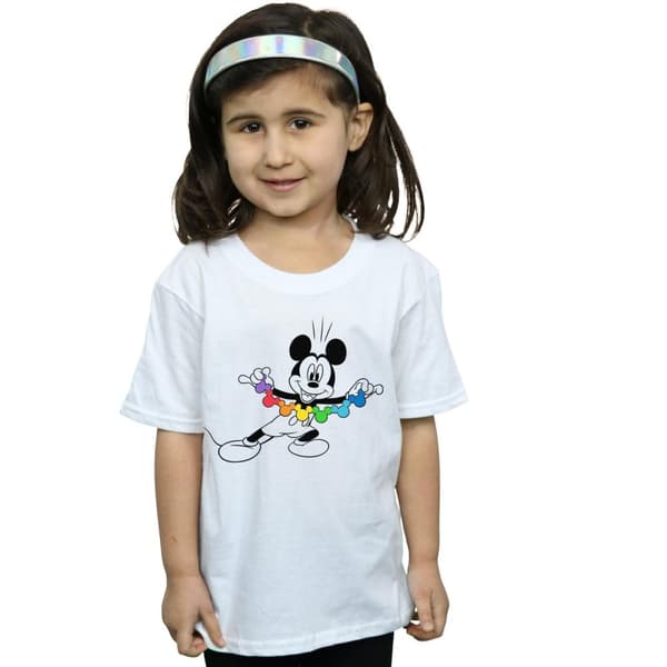 Disney Musse Pigg - T-shirt i bomull med regnbågskedja för flickor