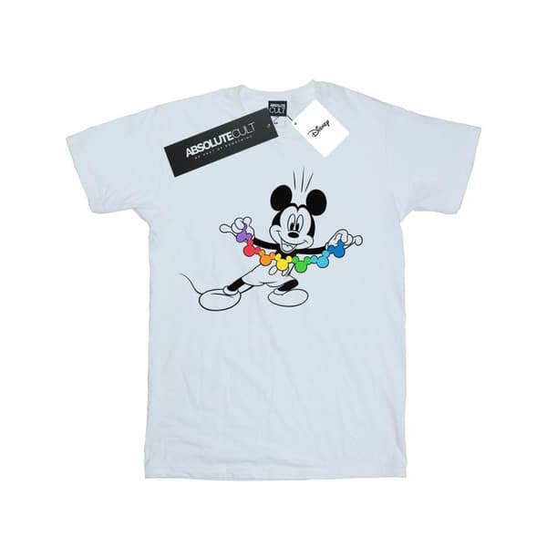 Disney Musse Pigg - T-shirt i bomull med regnbågskedja för flickor White 9-11 Years
