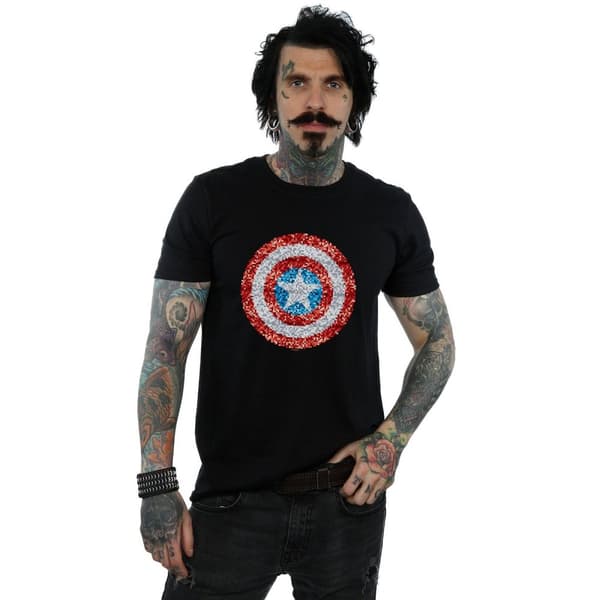 Marvel Mens Captain America Pixelated Shield T-Shirt