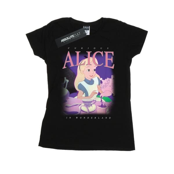 Disney Dam/Tjej - Alice i underlandet - T-shirt i bomull med montage Black XXL