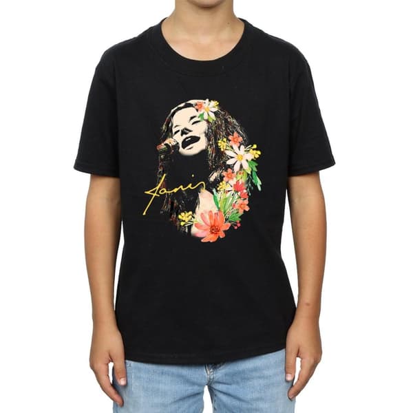 Janis Joplin T-shirt med blommönster för pojkar