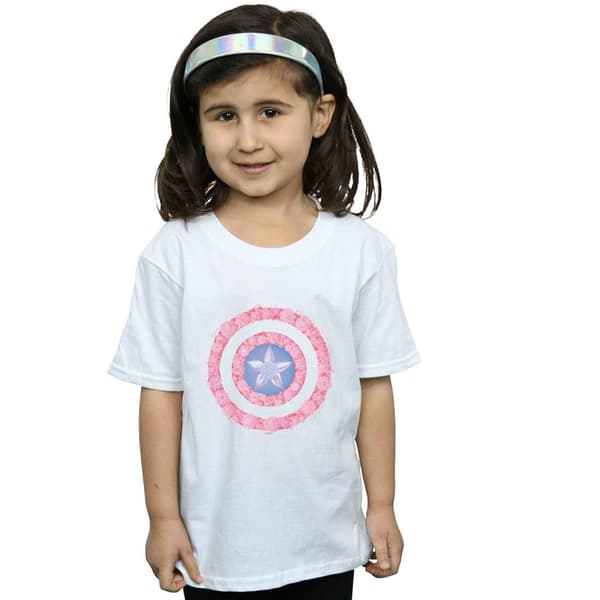 Marvel T-shirt i bomull med sköld och blommor från Captain America