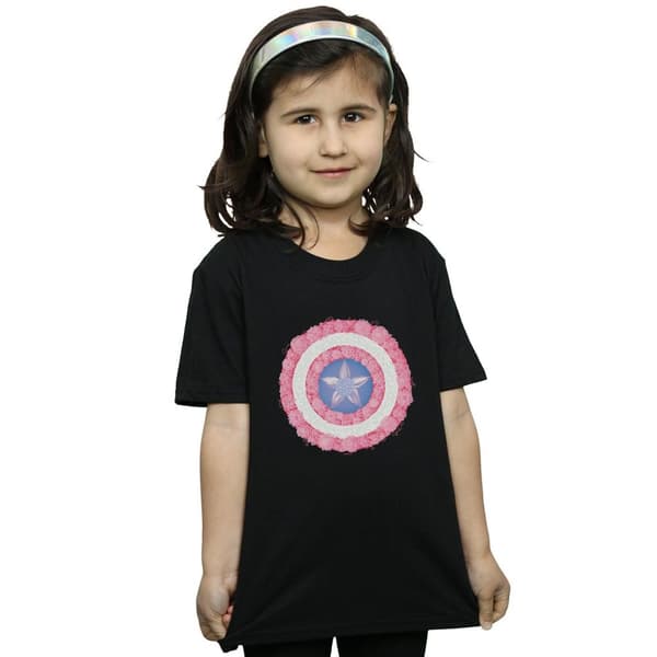 Marvel T-shirt i bomull med sköld och blommor från Captain America