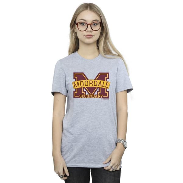 Netflix Womens/Ladies Sex Education Moordale M Logo 2 Cotton Boyfriend T-Shirt