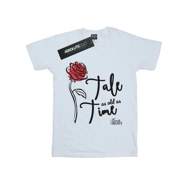 Disney Mens Tale As Old As Time Rose T-shirt White L