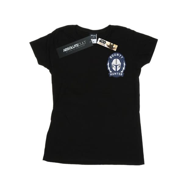 Star Wars Dam/Tjej The Mandalorian Bounty Hunter Badge T-shirt med brösttryck i bomull Black M