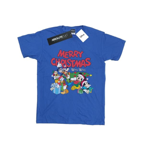 Disney Womens/Ladies Mickey And Friends Winter Wishes Cotton Boyfriend T-Shirt