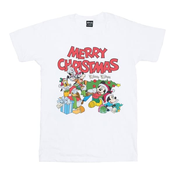 Disney Womens/Ladies Mickey And Friends Winter Wishes Cotton Boyfriend T-Shirt