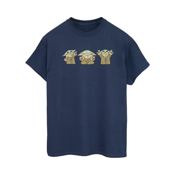 Star Wars Dam/Tjej The Mandalorian Grogu Poses Boyfriend-T-shirt i bomull