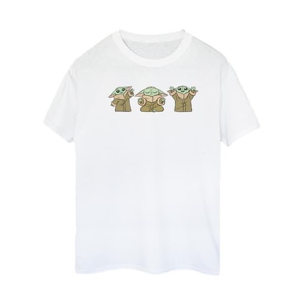 Star Wars Dam/Tjej The Mandalorian Grogu Poses Boyfriend-T-shirt i bomull