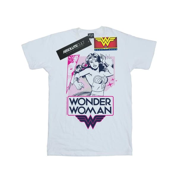 DC Comics Womens/Ladies Wonder Woman Pink Action Cotton Boyfriend T-Shirt