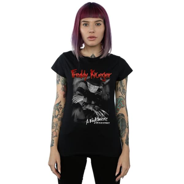 A Nightmare On Elm Street Womens/Ladies Freddy Black And White Photo Cotton T-Shirt
