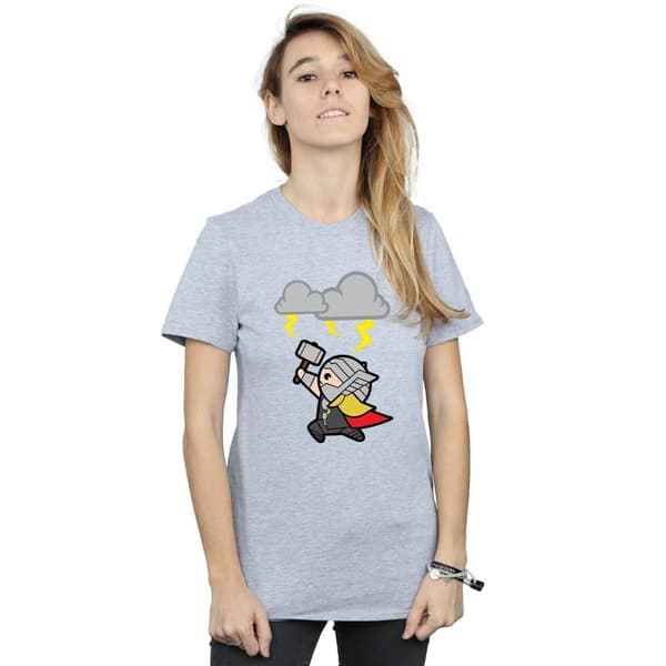 Marvel Dam / Dam Kawaii Thor God Of Thunder Bomull Boyfriend T-shirt