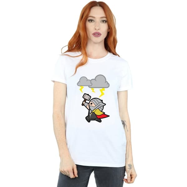 Marvel Dam / Dam Kawaii Thor God Of Thunder Bomull Boyfriend T-shirt