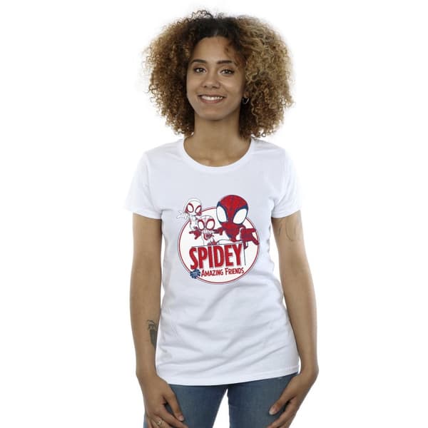 Marvel Dam/Tjej - Spidey And His Amazing Friends - T-shirt i bomull med cirkel