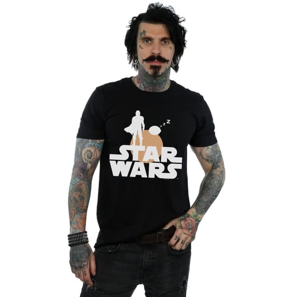 Star Wars Mens The Mandalorian Mando And The Child Silhouette T-Shirt