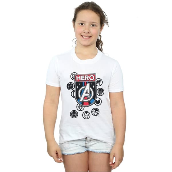Marvel Girls Hero Badge Cotton T-Shirt