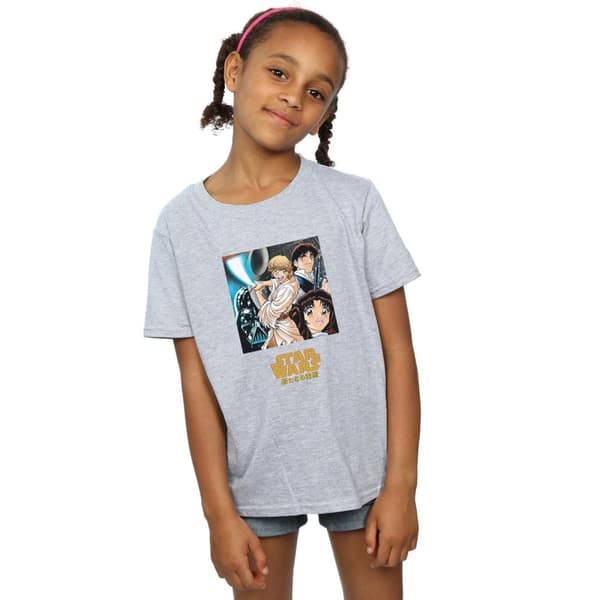 Star Wars T-shirt i bomull med anime-affisch för flickor