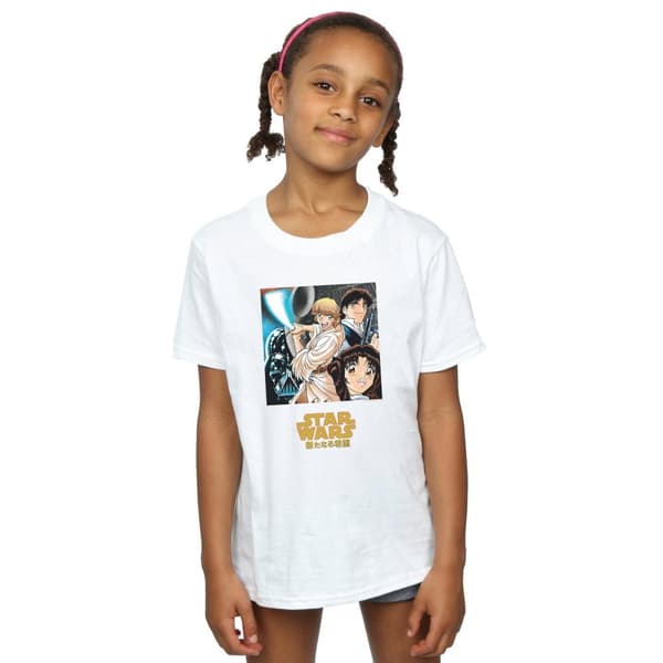 Star Wars T-shirt i bomull med anime-affisch för flickor