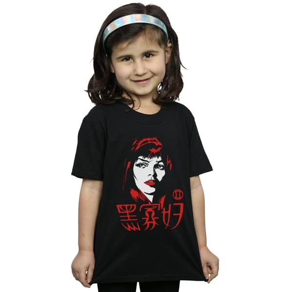 Marvel T-shirt i bomull med Black Widows kinesiska logotyp för flickor