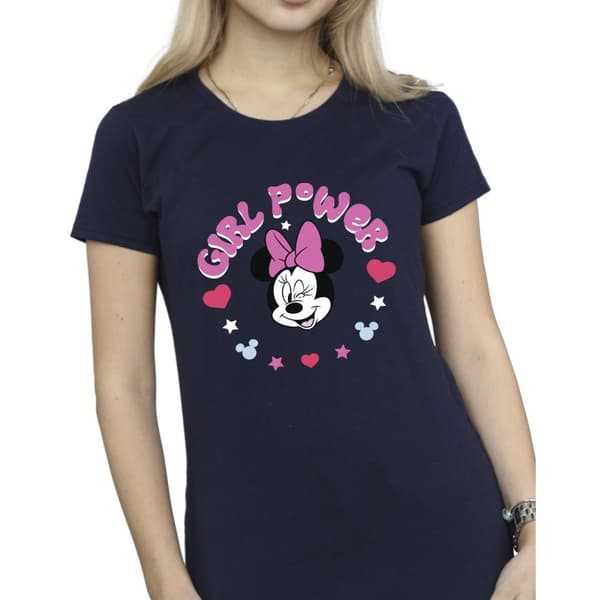 Disney Dam/Tjej Minnie Mouse Girl Power T-shirt i bomull