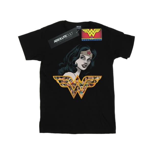 DC Comics Womens/Ladies Wonder Woman Retro Collage Cotton Boyfriend T-Shirt Black M