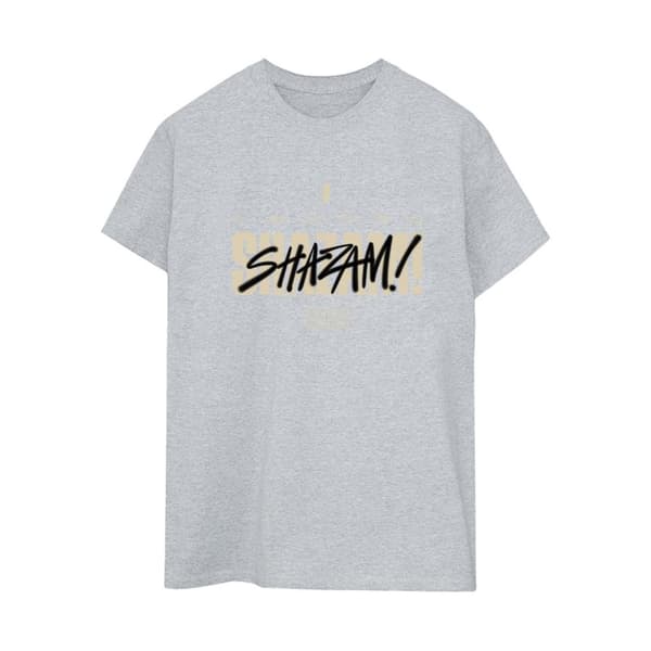 DC Comics Womens/Ladies Shazam Fury Of The Gods Vandalised Logo Cotton Boyfriend T-Shirt Sports Grey XL