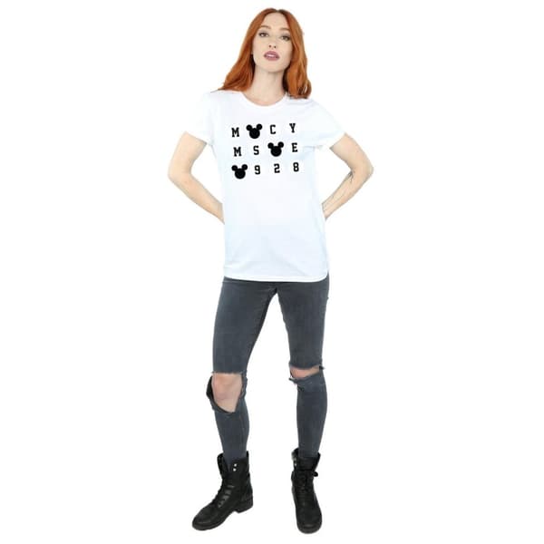 Disney Womens/Ladies Mickey Mouse 1928 Circles Cotton Boyfriend T-Shirt