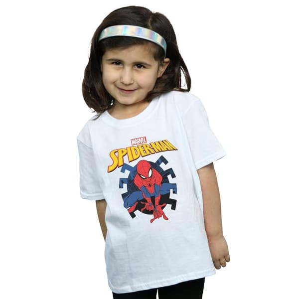 Marvel T-shirt i bomull med logotyp för flickor Spider-Man Web Shooting