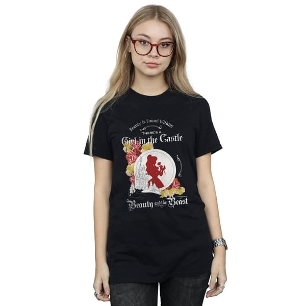 Disney Womens/Ladies Beauty And The Beast Girl in The Castle Cotton Boyfriend T-Shirt