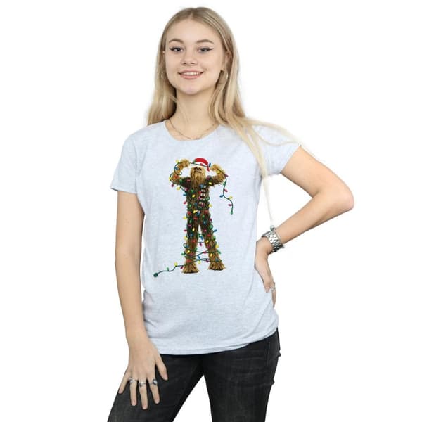 Star Wars Womens/Ladies Chewbacca Christmas Lights Cotton T-Shirt
