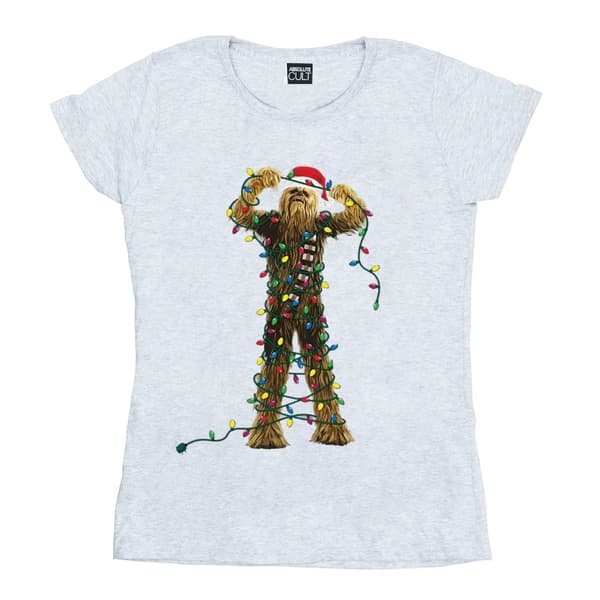 Star Wars Womens/Ladies Chewbacca Christmas Lights Cotton T-Shirt