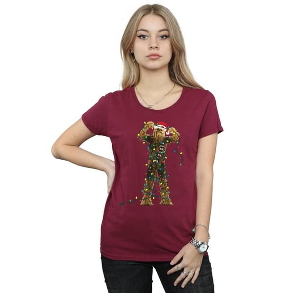 Star Wars Womens/Ladies Chewbacca Christmas Lights Cotton T-Shirt