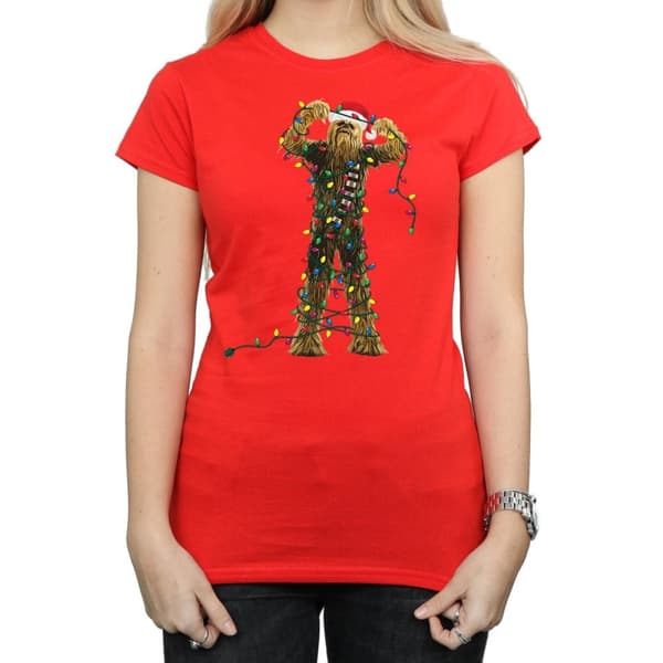 Star Wars Womens/Ladies Chewbacca Christmas Lights Cotton T-Shirt