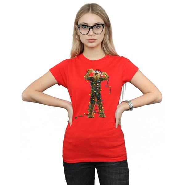 Star Wars Womens/Ladies Chewbacca Christmas Lights Cotton T-Shirt