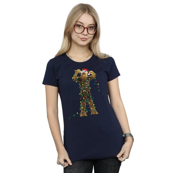 Star Wars Womens/Ladies Chewbacca Christmas Lights Cotton T-Shirt