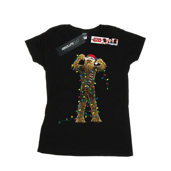 Star Wars Womens/Ladies Chewbacca Christmas Lights Cotton T-Shirt