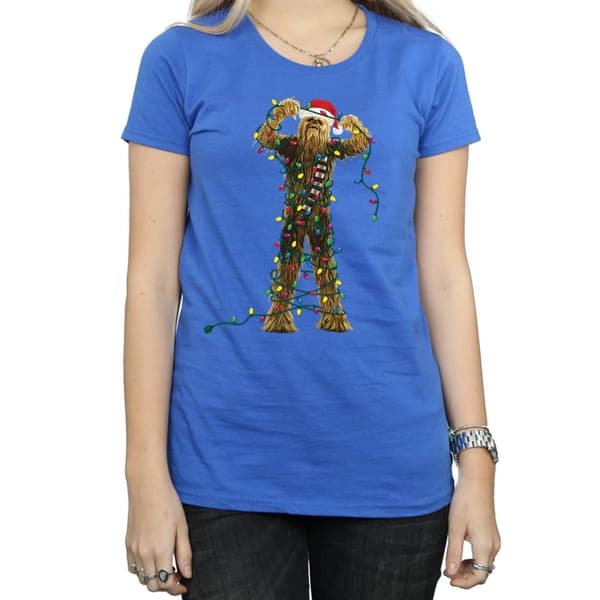 Star Wars Womens/Ladies Chewbacca Christmas Lights Cotton T-Shirt