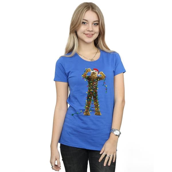 Star Wars Womens/Ladies Chewbacca Christmas Lights Cotton T-Shirt