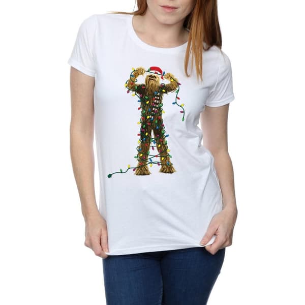 Star Wars Womens/Ladies Chewbacca Christmas Lights Cotton T-Shirt