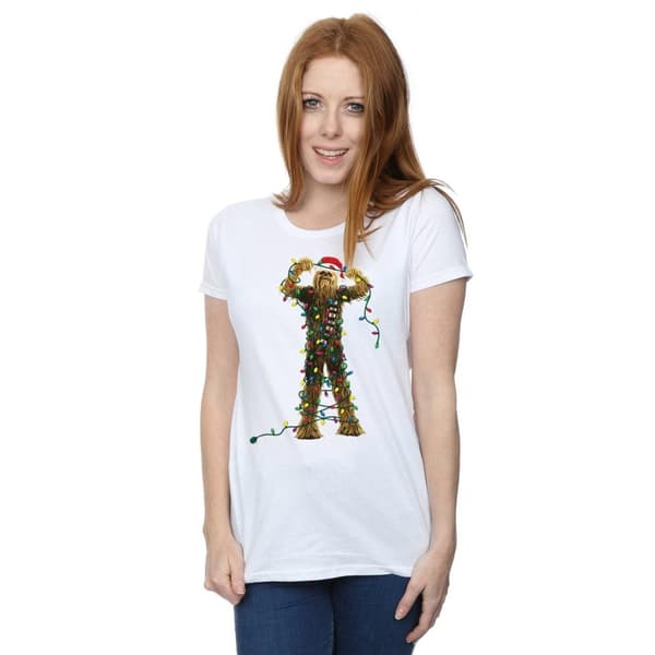 Star Wars Womens/Ladies Chewbacca Christmas Lights Cotton T-Shirt