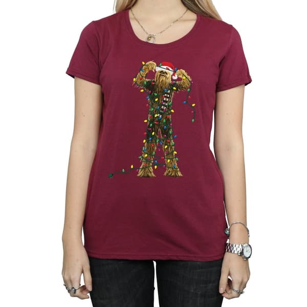Star Wars Womens/Ladies Chewbacca Christmas Lights Cotton T-Shirt