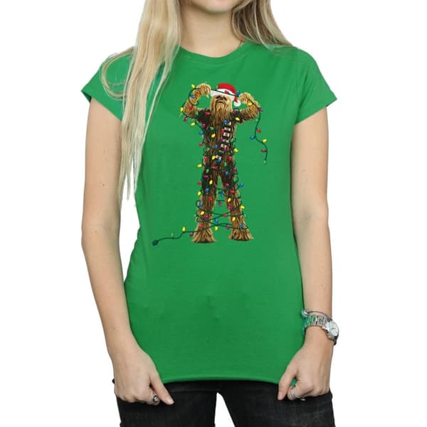 Star Wars Womens/Ladies Chewbacca Christmas Lights Cotton T-Shirt
