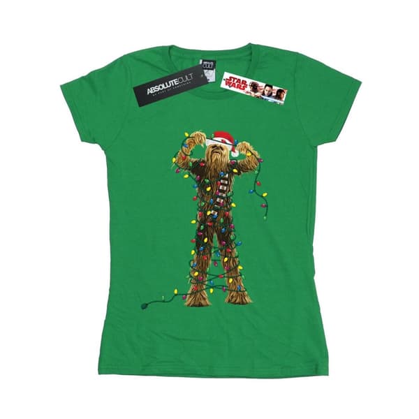Star Wars Womens/Ladies Chewbacca Christmas Lights Cotton T-Shirt