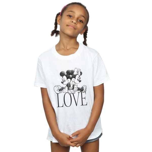 Disney Girls Mickey And Minnie Mouse Love T-shirt i bomull