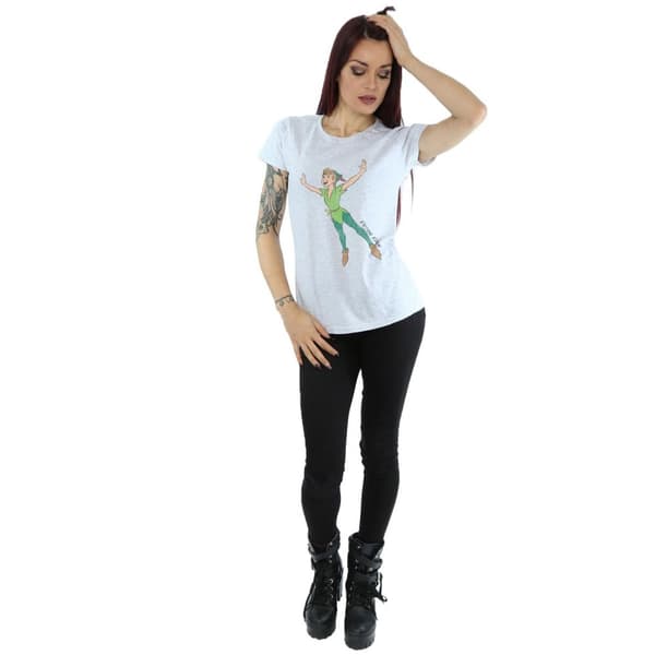 Disney Womens/Ladies Classic Flying Peter Pan Cotton T-Shirt