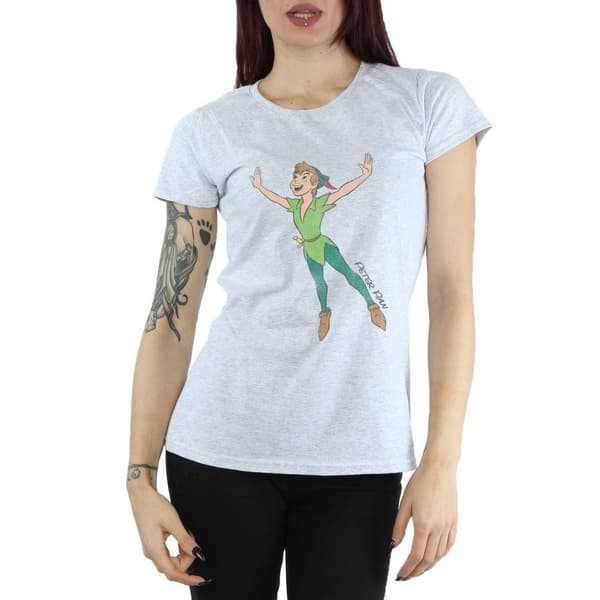 Disney Womens/Ladies Classic Flying Peter Pan Cotton T-Shirt